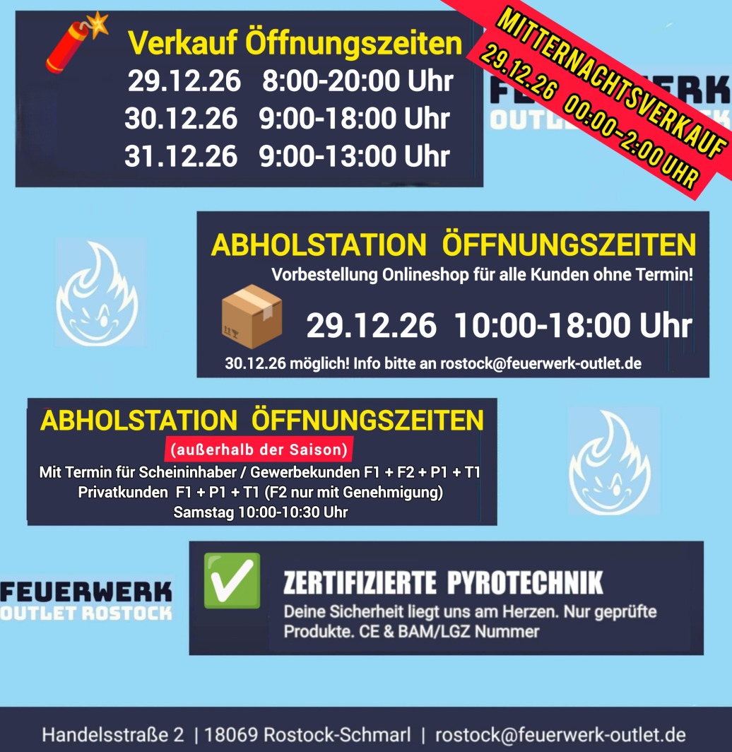 Produkte vom Feuerwerkshop Rostock beim Feuerwerksverkauf in Rostock
